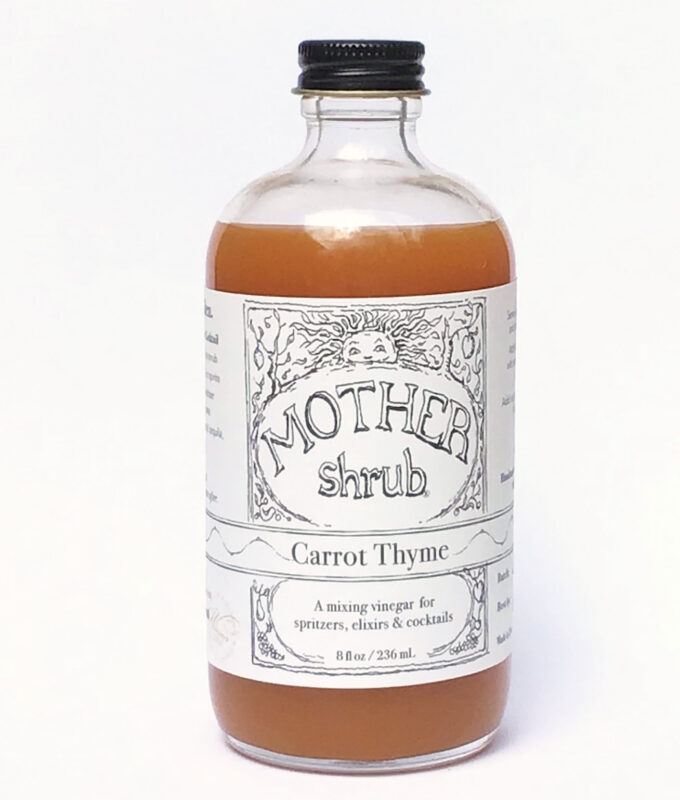 bottle of carrot thyme shrub